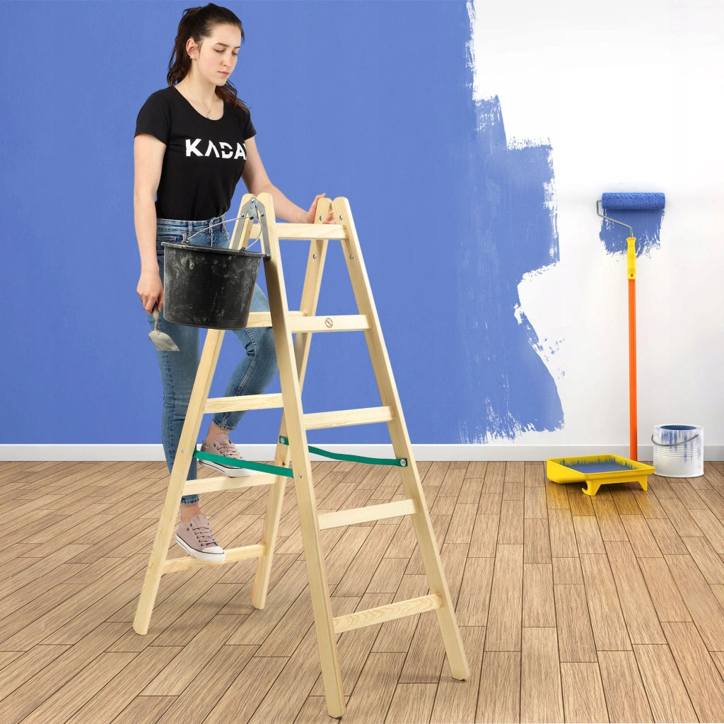 Scala da pittura in legno KADAX, 2x5 pioli, stabile, a doppia faccia, portata 150 kg