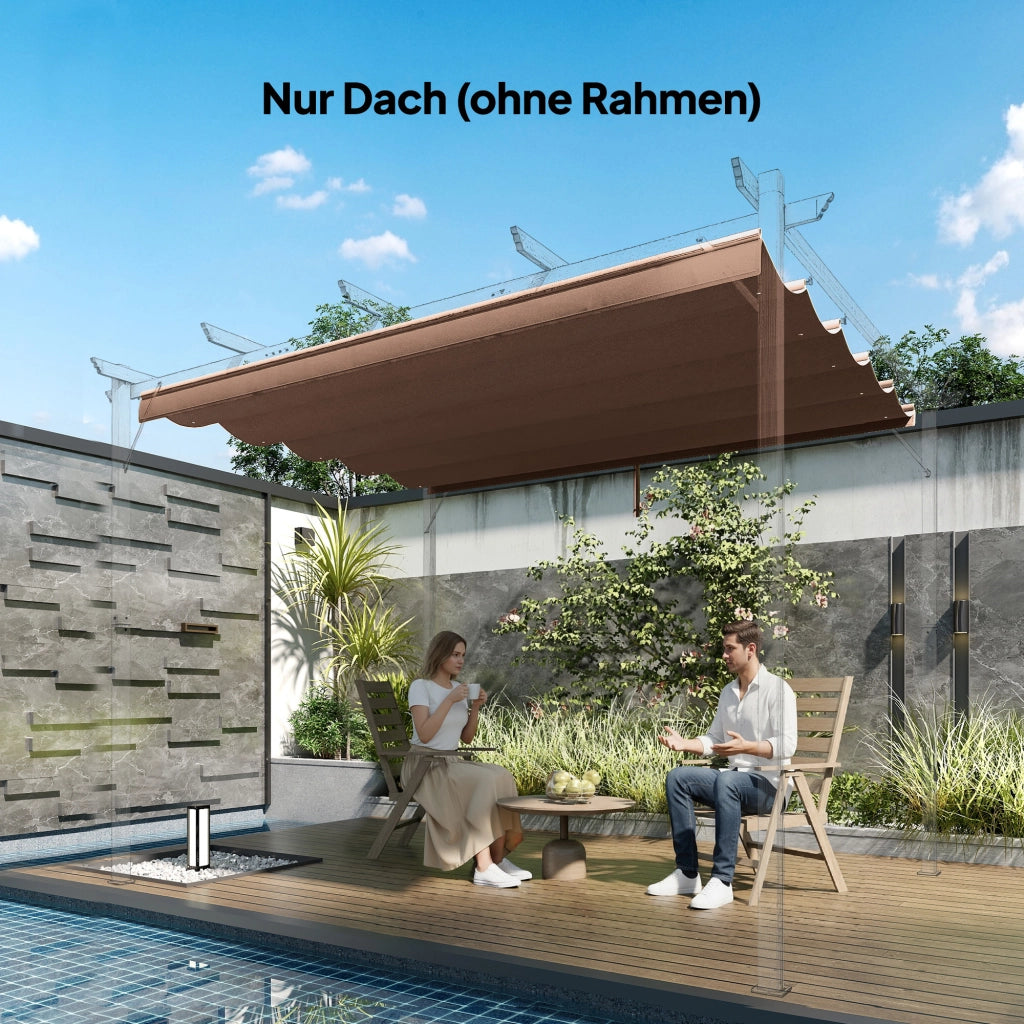 Tetto Pergola 3x3 m ¨C zephmum ¨C Retrattile, Impermeabile, Poliestere, 250x255 cm Marrone