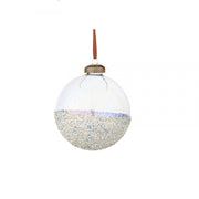 Sfera vetro glide iridescente azzurra e bianca d 8cm