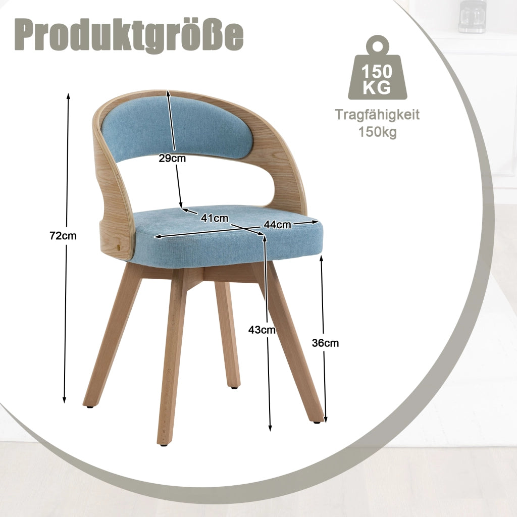 Sedia da Pranzo Girevole in Legno con Cuscino ¨C MINIMAL ¨C Schienale Curvo, Tessuto