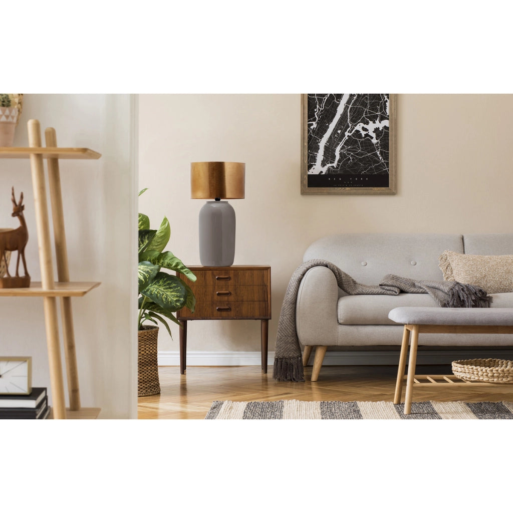 Lampada da tavolo Art Deco 725 in metallo Grigio e Oro