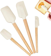 Spatale per cucina 4 pezzi - Spatale in silicone con manico di legno di quercia - Spatale morbido - Formato medio - Rimuove residui senza danneggiare - Spatale per pasta