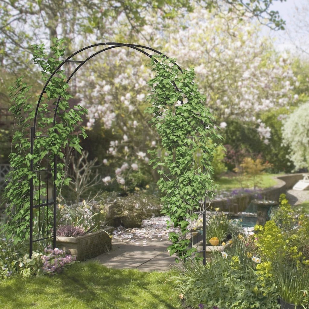Archetto da Giardino per Piante Rampicanti e Decorazioni, Metallo Nero, 157x40x223cm