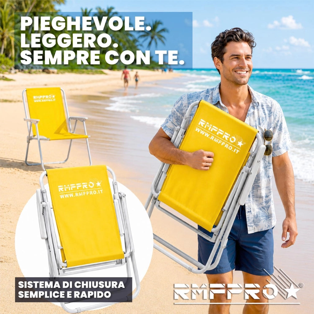 RMF PRO SET 4 SEDIE PIEGHEVOLE DA SPIAGGIA GIALLA
