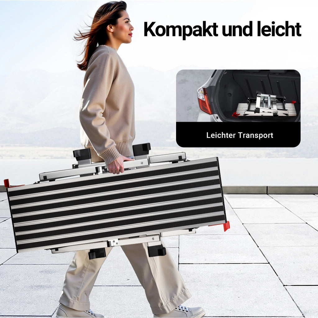 Piattaforma da lavoro pieghevole in alluminio, scala da lavoro mobile con piattaforma, superficie di lavoro 95 x 30 cm, sgabello per lavori