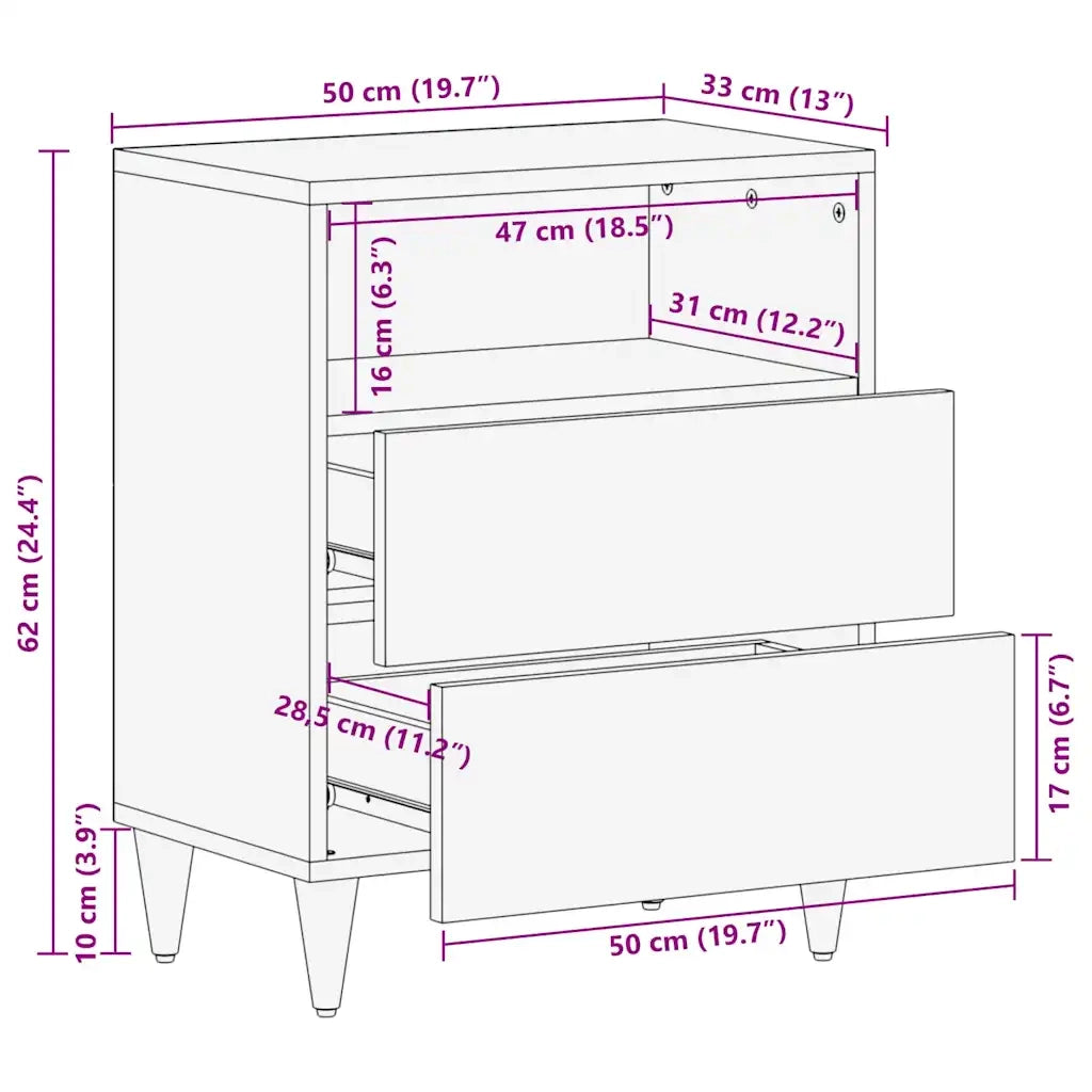 vidaXL Comodini Marrone 50 x 33 x 60 cm