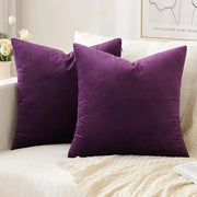 Set di 2 cuscini per divano in velluto, copricuscino decorativo per uso domestico, cuscino per divano morbido, 50x50 cm, viola