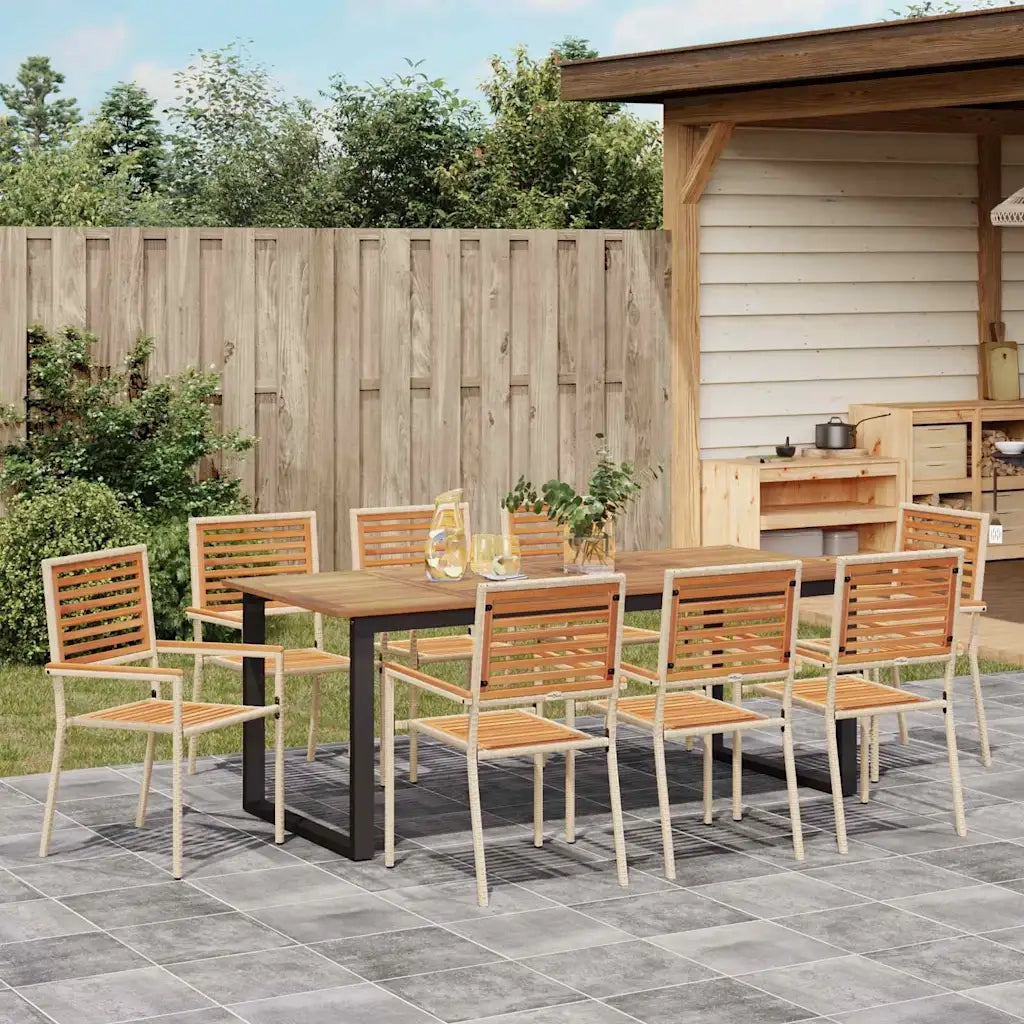 Set da Pranzo per Giardino 9 pcs Beige Legno di Acacia Massello 3365471