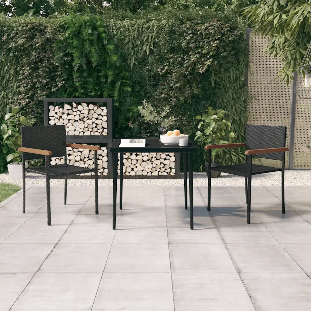 Set Mobili da Pranzo per Giardino 3 pz Nero 3099419