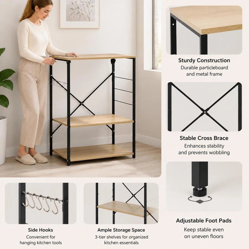 Microwave Shelf, Black Oak, 60x39.6x79.5 Cm, Engineered Wood