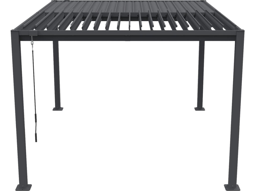 Pergola bioclimatica "Howard" con tenda e zanzariera - 3 x 4 m - Grigio