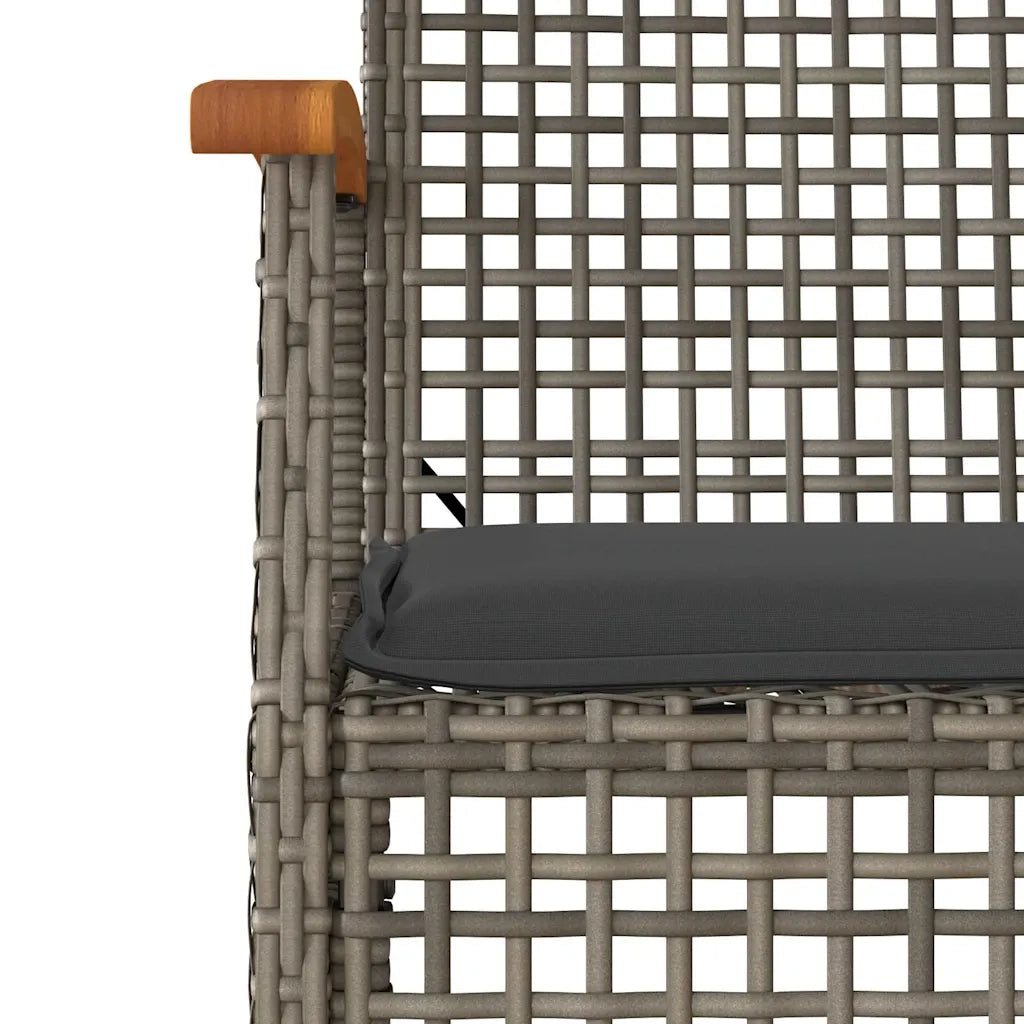Sedie da Giardino con Cuscini 4 pz | Sedie da Esterno Grigie in Polyrattan e Acacia