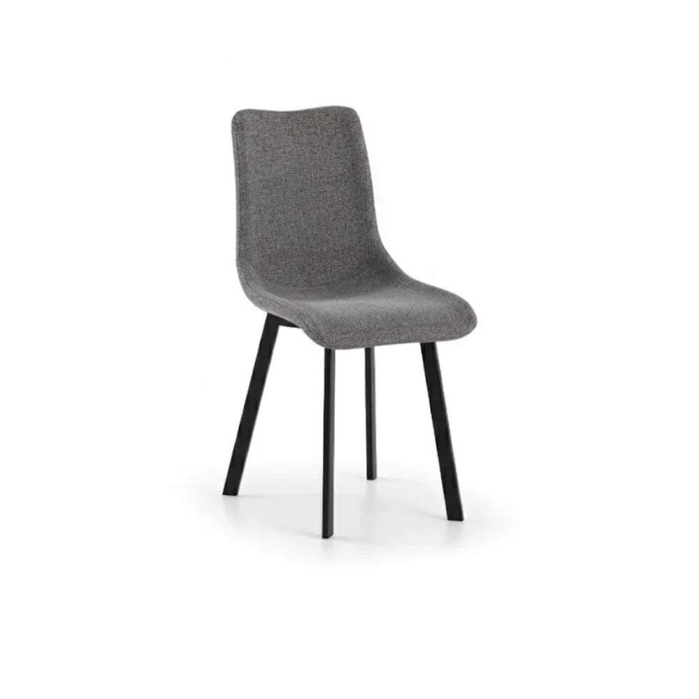 Set di 4 sedie da pranzo imbottite in tessuto grigio scuro Grace con struttura in metallo facili da pulire | Duzzle