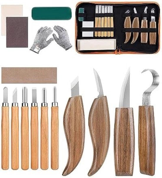 Set di seghe per legno - Seghe per legno - Coltelli da sega per legno - Coltello da sega con pietra d'abrasivo e borsa di conservazione - 12 pezzi
