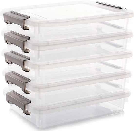 Set di archiviazione 4,5 l 5 pezzi - Scatola di archiviazione trasparente - Organizzatore per fogli A4 - 37 x 26 x 7 cm - Documentazione di archiviazione