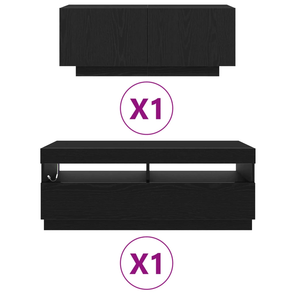 Set mobile TV 2 pz Nero Legno ingegnerizzato 3333063