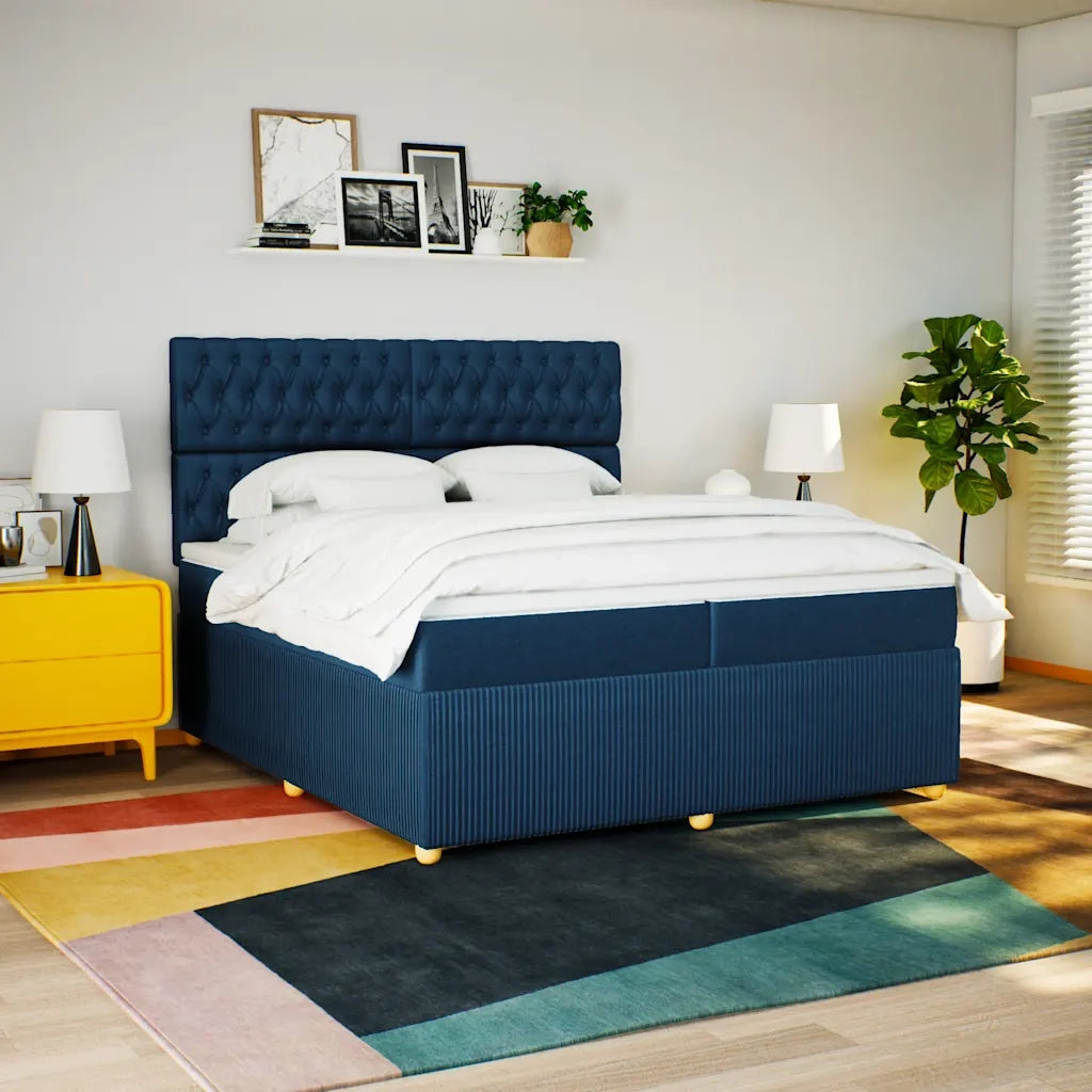 Giroletto a Molle con Materasso Blu 200x200 cm in Tessuto 3294476