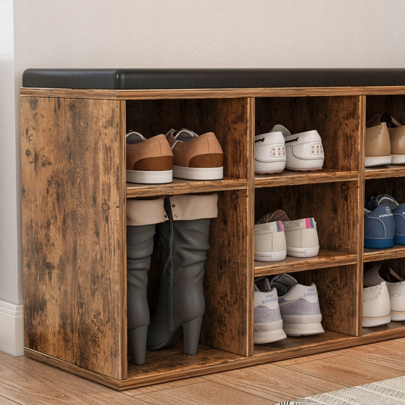 ARMADIO PER SCARPE CON SEDUTA PANCA PER INGRESSO MARRONE RUSTICO LOFT