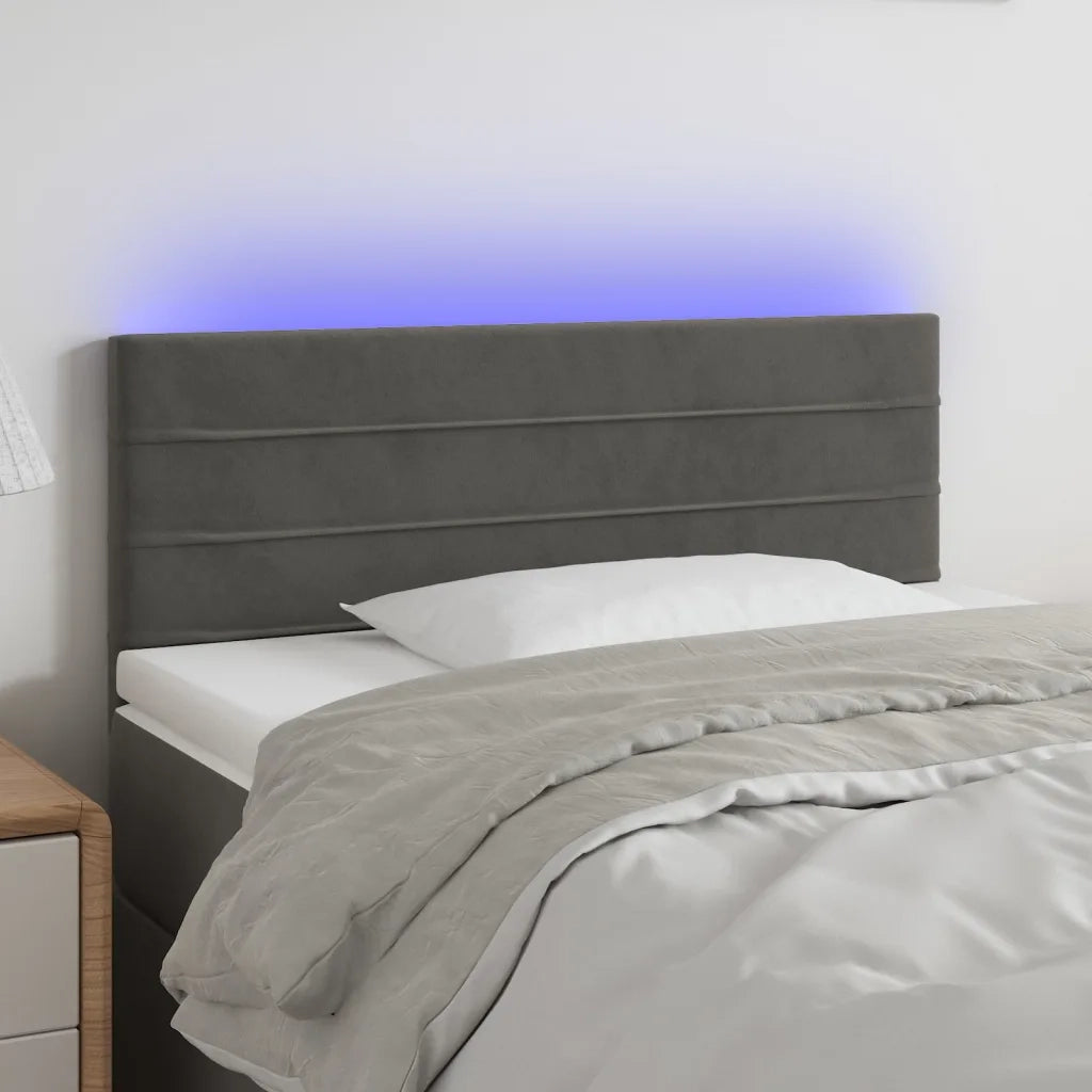Testiera a LED-Testata con LED Grigio Scuro 90x5x78/88 cm in Similpelle 478759
