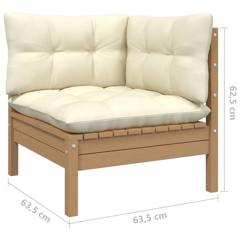Set Salotto Giardino 5pz con Cuscini Marrone Ambra Legno Pino 3096295