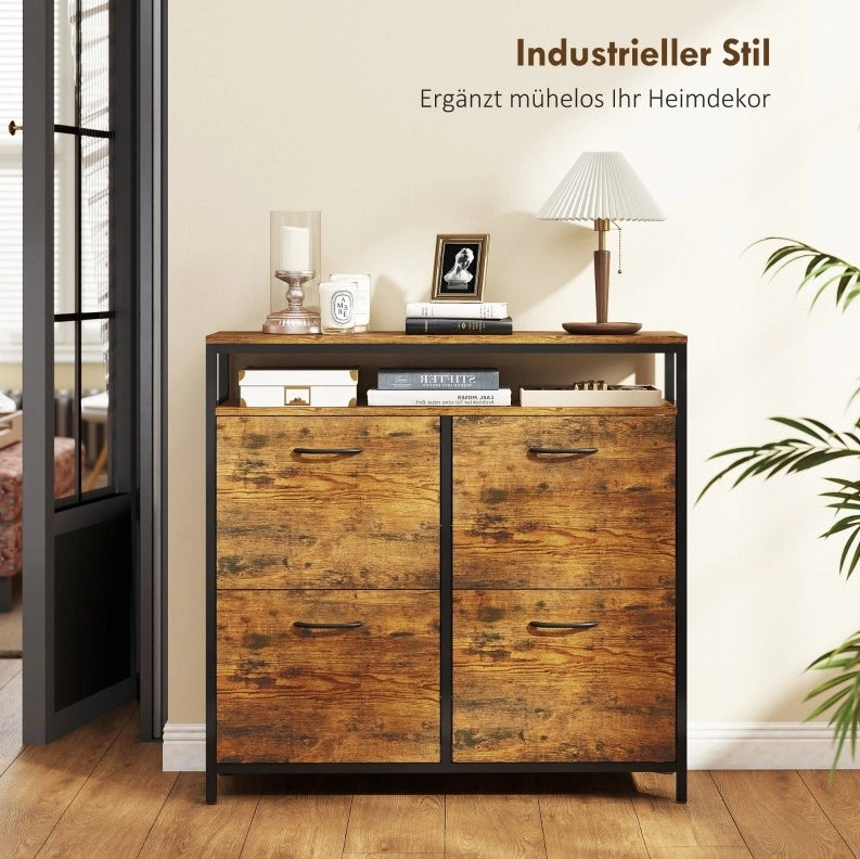 Scarpiera stretta con 4 cassetti ribaltabili, 20 paia, marrone