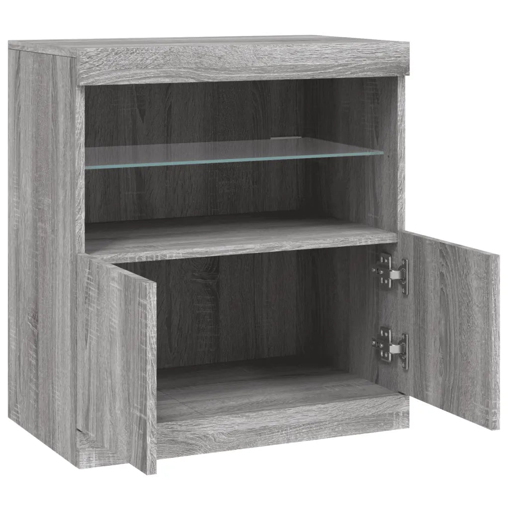 Credenza | Madia | Buffet da pranzo | Armadio da pranzo con Luci LED Grigio Sonoma 60x37x67 cm