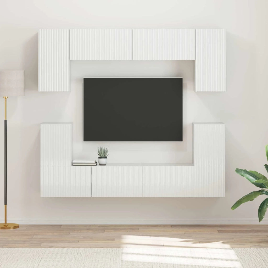 Set mobile TV 5 pcs Bianco Lucido Legno multistrato