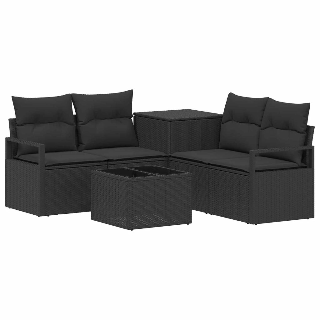 Set di divani 6 pz Nero Rattan sintetico e Acciaio 3447229