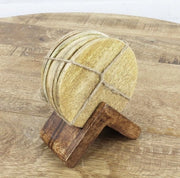Sottopiani 6 pezzi legno di mango 10 cm con supporto - Circolari - Sottopiano per bicchieri - Sottopiano per tavolo - Sottopiano per bicchieri