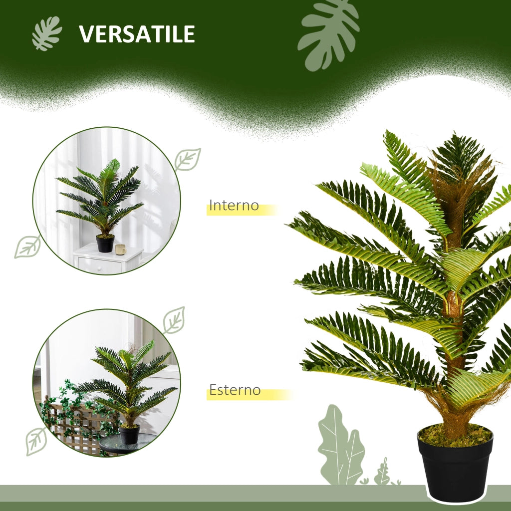 Pianta Artificiale di Palma con 18 Foglie e Vaso Incluso per Interni, Altezza 85 cm, Verde