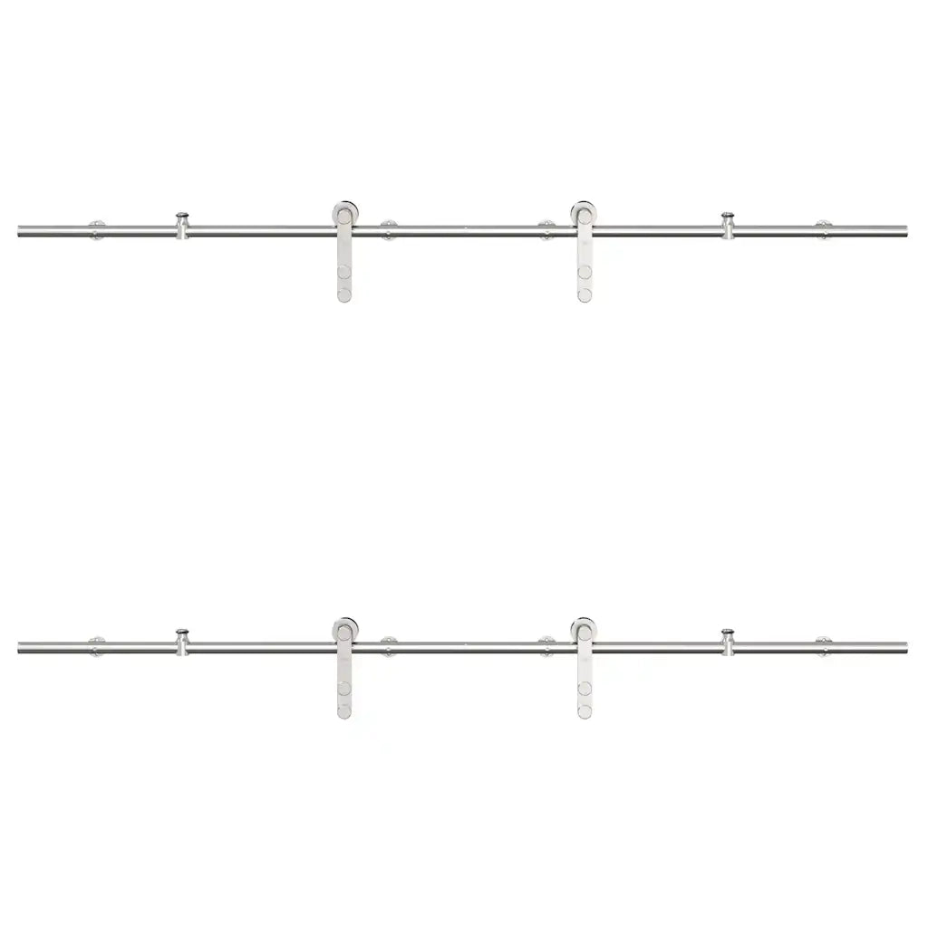 Kit Binari Porta Scorrevole 200 cm Acciaio Inossidabile Argento 3295766