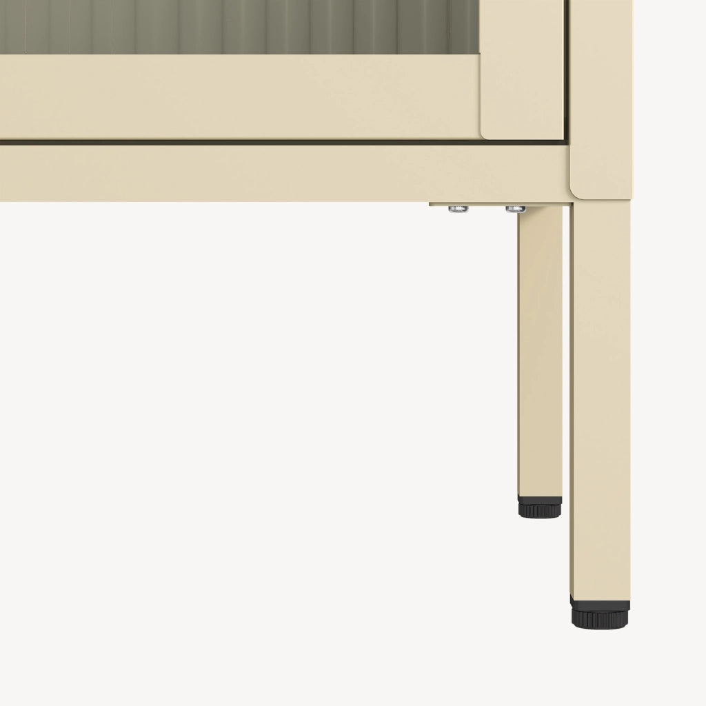 Armadio a Vetrata Säkylä con 4 Scomparti 150 x 50 x 35 cm in Acciaio - Color Cammello [en.casa]