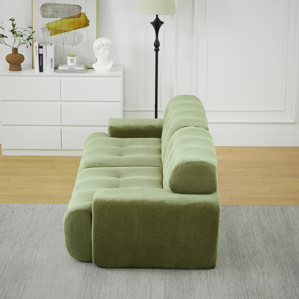 Divano a due posti modulare in ciniglia con braccioli ampi design ergonomico senza montaggio verde 224 × 104 × 66 cm