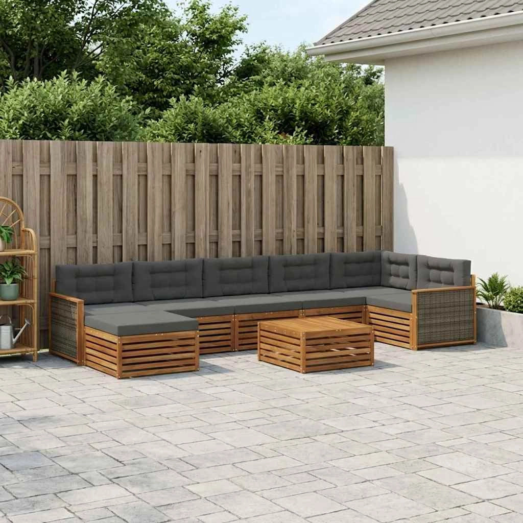 Set di divani da esterno 8 pz Naturale e Antracite 3383650