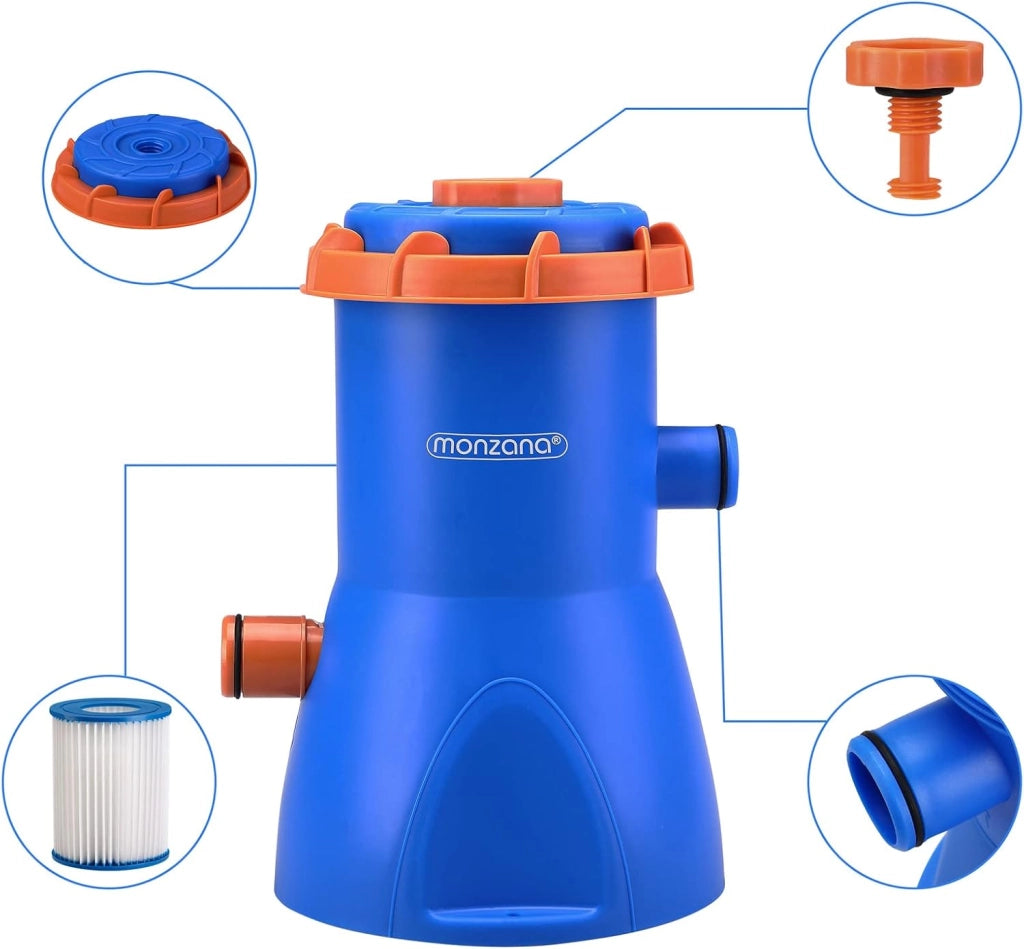 Sistema di Filtraggio a Cartuccia MZP30 Portata 2280 L/h 30 W Pompa Filtro per Piscina