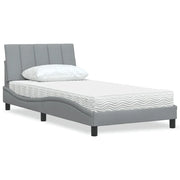 Letto con Materasso-Struttura Letto con Materasso Hanko Grigio Chiaro 100x200 cm in Tessuto