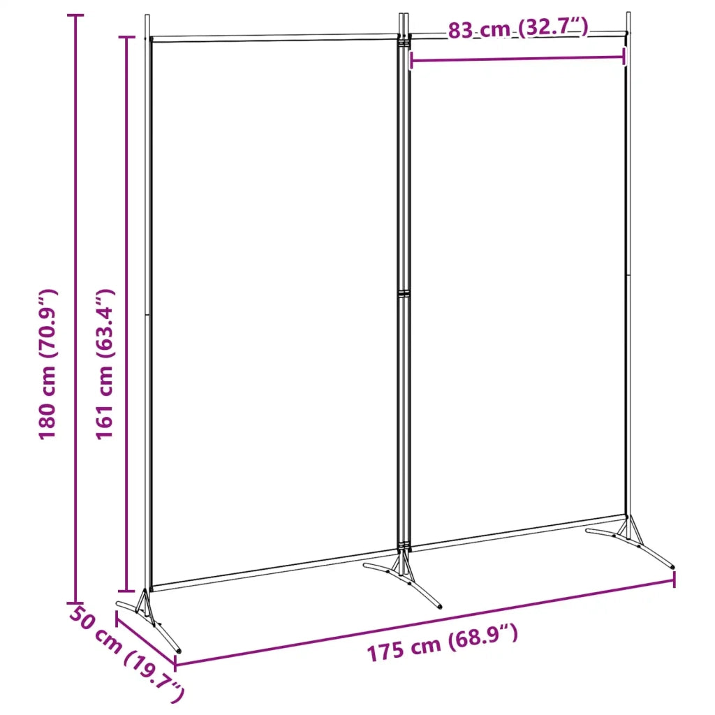 Divider Stanza | Paravento | Divisorio Ambienti a 2 Pannelli Beige 175 x 180 cm Tessuto