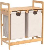 Asciugatrice a rullo con telaio in bambù, 2 asciugamani estraibili, ideale per camera da letto e cucina da lavanderia 73 x 64 x 33 cm colore avorio