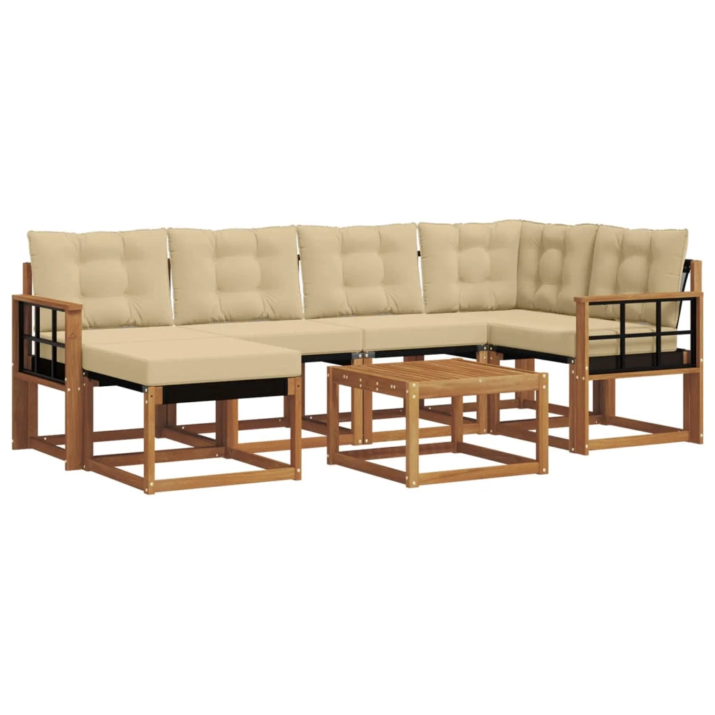 Set di divani da esterno con cuscino 7 pcs Naturale e Beige