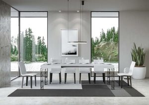 Tavolo Allungabile 140-244x90x77 cm Ghibli Bianco Frassino Telaio Antracite