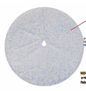 Copri base albero tessuto con pailette argento cm Ø90