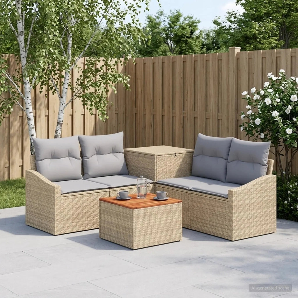 Set di divani 6 pz Beige e Grigio Chiaro 3447309