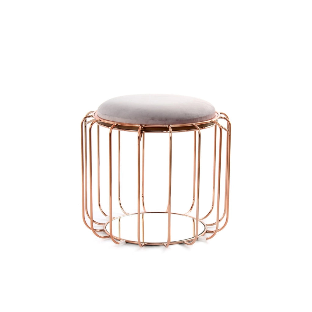 Tavolino e Pouf 2 in 1 Comfortable in Velluto Lilla e Oro Rosa