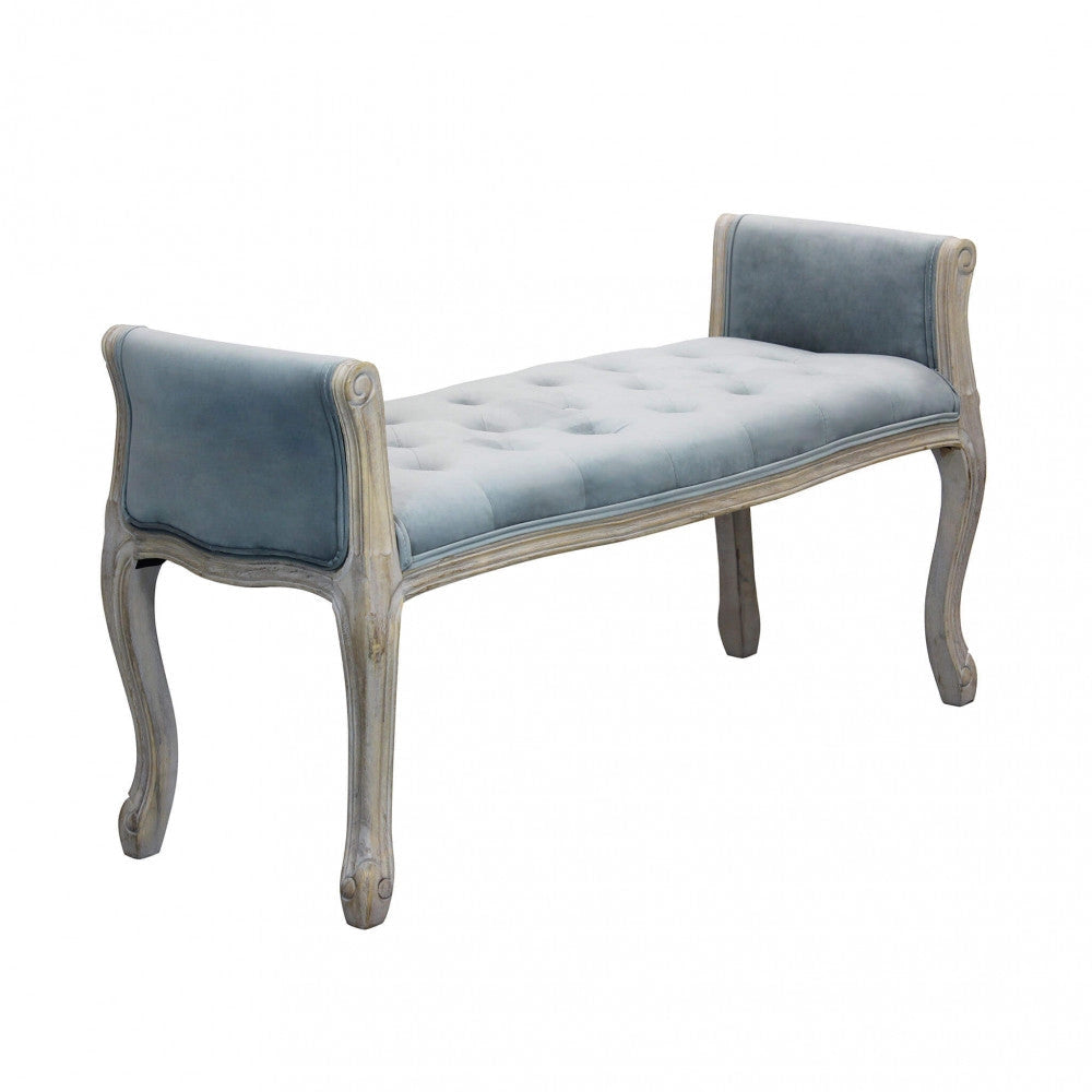 Panca Madelyn in Velluto Grigio 113x48x 45/60 h cm in Legno Grigio