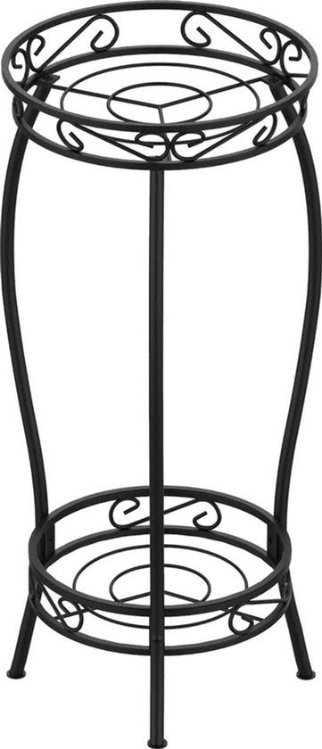 Stand per piante 69 cm - Stand per fiori a 2 livelli per interni e esterni - Nero