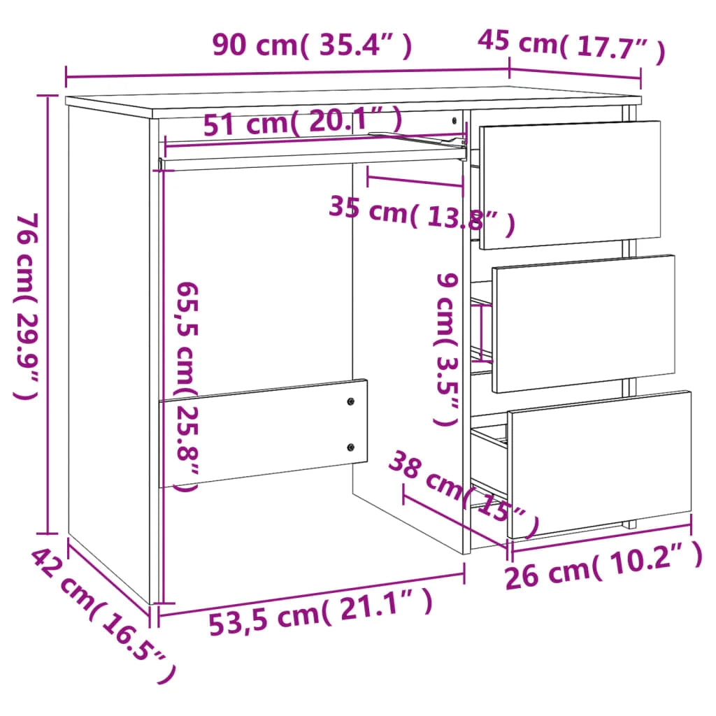 Scrivania tavolo postazione di lavoro mobile per computer studio 90 x 45 x 76 cm legno ingegnerizzato nero 02_0023925