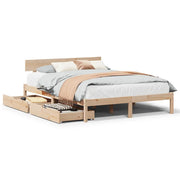 Letto matrimoniale | Letto per adulti | Letto senza Materasso 120x190 cm in Legno Massello di Pino