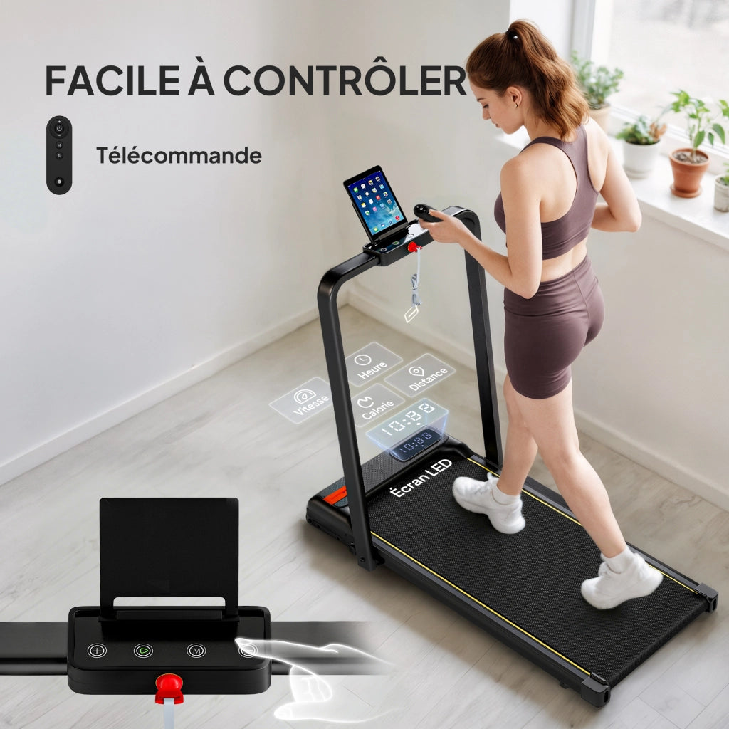 Tapis roulant pieghevole 2 in 1 ¨C Xylo ¨C Inclinazione 10%, 2.0 HP, 6 KM/H, 109x48x100cm nero