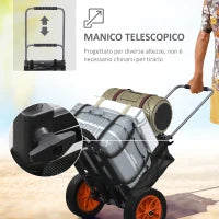 Carrello da Spiaggia Pieghevole con Tasca in Rete, Manico Telescopico e Cavalletto, 82x67x81 cm