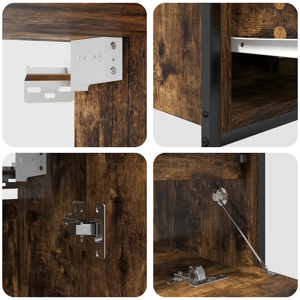 Set Mobili da Bagno 2 pz Rovere Fumo in Legno Multistrato 3328366